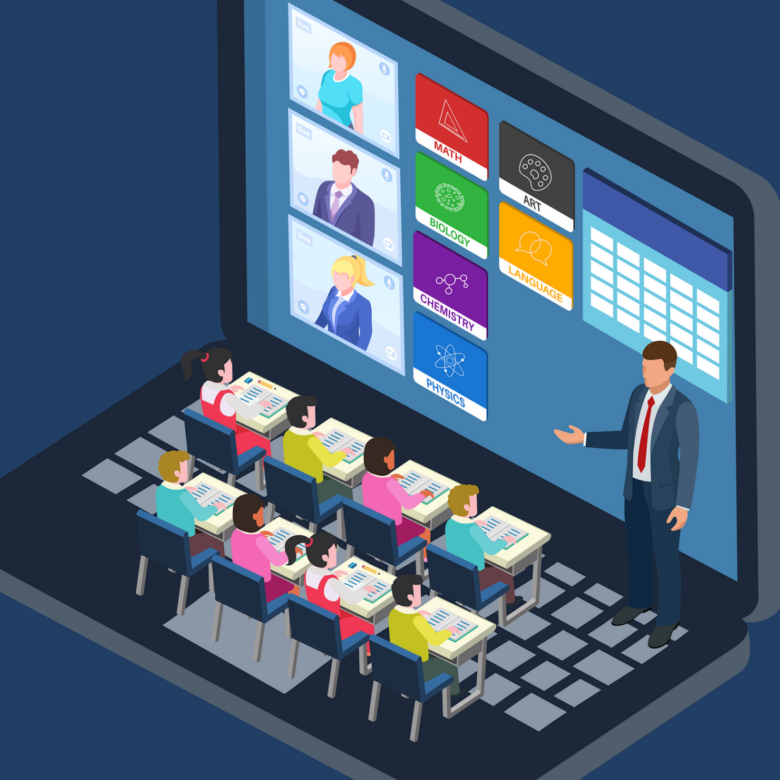 classroom, digital, school, digital school, future, laptop, monitor, screen, training, students, remote control, online, to learn